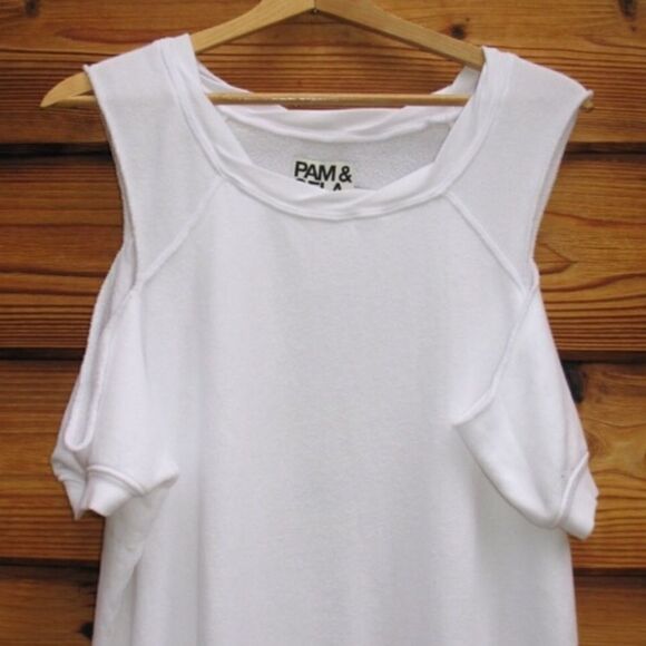 NWT Pam & Gela White Top Sweat Shirt - Picture 4 of 7